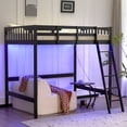 thumbnail image 1 of Ktaxon Loft Bed Full Sikce with USB Charging Station/LED, Solid Wood Bunk Bed Frame with Flat Rungs, Black, 1 of 10