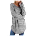 thumbnail image 1 of CHUANK Chemise Longue Cache-Ventre Fluide à Col Rond Unie à Manches Longues Hauts Grande Taille pour Femmes Chic Tunique Confortable à Porter avec des Leggings Bleu TTG, 1 of 7