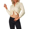 thumbnail image 4 of INSPIRE CHIC Chemise Décontractée de Bureau pour Femme à Boutons, Imprimé Léopard, Champagne L, 4 of 5