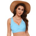 thumbnail image 3 of Huesdet Bikini Top for Women Swimsuit V Neck Ribbed Adjustable Spaghetti Straps Bathing Suit(Light Blue,M), 3 of 9