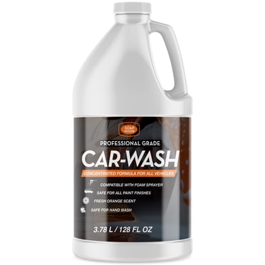 Soap House Lavage de Voiture en Profondeur – 1 Gallon (3,78 L) – Parfum d'Orange – Formule Concentrée pour la Saleté Tenace et la Crasse de Route – Sécuritaire pour Tous les Véhicules – Compatible avec les Pulvérisateurs à Mousse