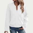 thumbnail image 3 of Spring Savings! BiZtdJrK Womens Full Zipper Sweatshirt Jackets Casual Textured Long Sleeve Bomber Jacket with Pockets Fall Fashion Clothes White XL, 3 of 7