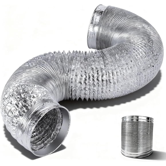 7 Inch 5 Feet Dryer Vent Hose, Aluminum Foil Flexible Ducting Tube, Heavy Duty Insulated Air Duct, Double-Layer Exhaust Fan Hose for HVAC Ventilation, Heating Cooling Systems, Indoor Outdoor
