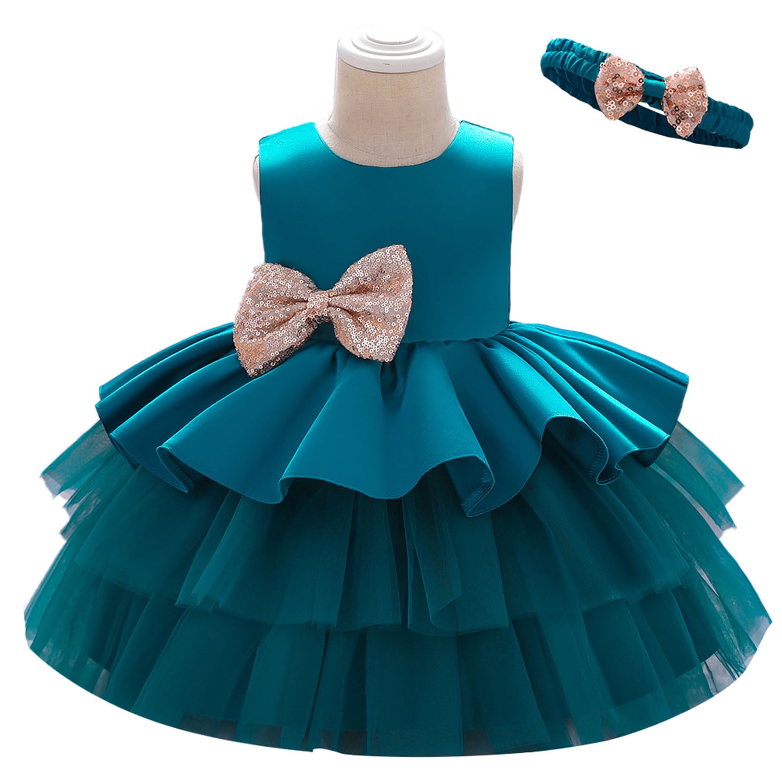 Zwiiyzr 2025 Toddler Girls Net Yarn Embroidery Rhinestone Bowknot