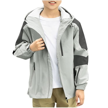 Winter Savings! SROBPTY Toddler Winter Jackets, Fashion Boys' Casual Jacket Long Sleeve Long Sleeve Hooded Jacket Solid Clothing Parkas Outwear Dark Gray, 3 Years