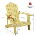 thumbnail image 2 of Gymax Chaise Adirondack d'Extérieur à Lattes Résistante aux Intempéries pour Patio avec Porte-Gobelet Jaune, 2 of 8