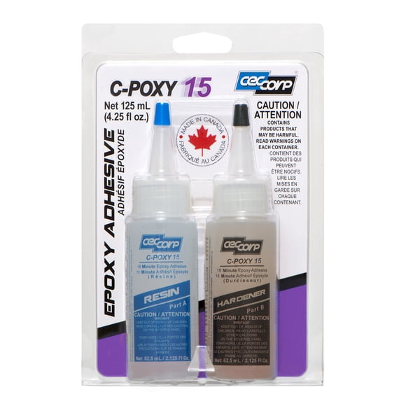 Fifteen Minute Epoxy Glue Adhesive C-POXY 15 by CECCORP – Fast Setting, Quick Cure, Clear Epoxy Glue, General Purpose, 15 Minute