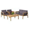 thumbnail image 2 of Gymax 4PCS Patio Acacia Wood Furniture Set PE Rattan Conversation Set w/ Grey Cushions, 2 of 10