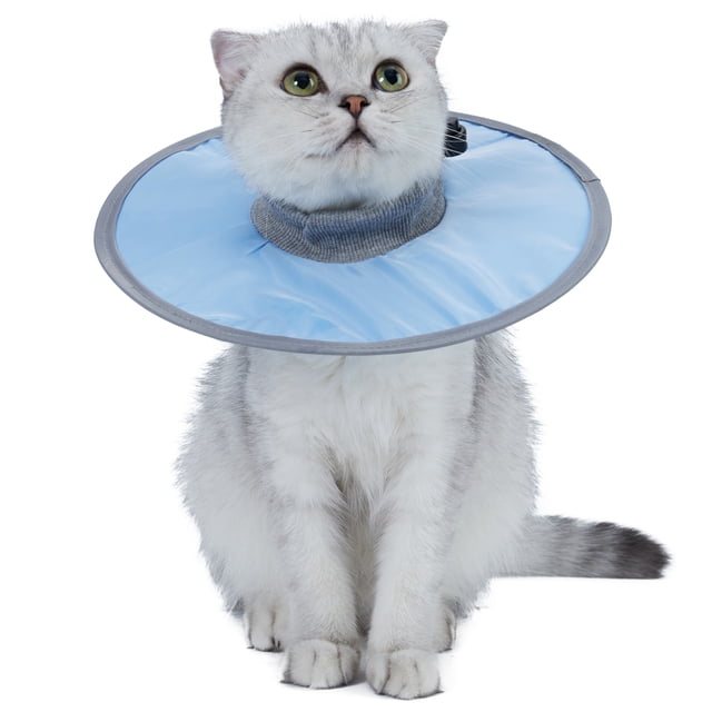 Cat Cone Collar Stop Licking Adjustable Ribbing Neck Recovery Collar