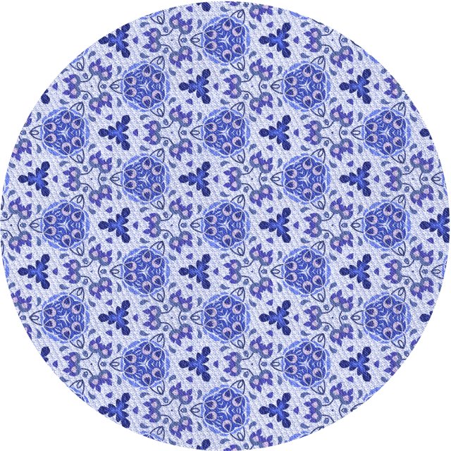 Ahgly Tapis Rond Lavable en Machine Intérieur Transitionnel Bleu Royal, 5 Pieds Rond