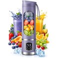 thumbnail image 1 of Portable 16oz Wireless Juicer, Portable Blender Personal Electric-Digital Multimode Smart LED Display, 3 Speed12-Blade Fresh Juice Bottle, USB Rechargeable for Shakes and Fruit Juice (Purple), 1 of 7
