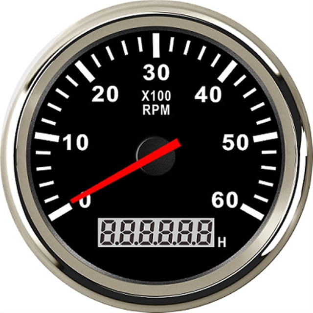 85mm Marine Tachometer 3000 4000 6000 RPM Tacho Meter Gauge Red Backlight With LCD Hour Meter For Car Boat Truck Auto 12V/24V ,Wide Applicability