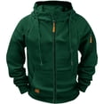 thumbnail image 3 of LUOGENLI Chandails à Capuchon pour Hommes, Chandail à Enfiler, Chandail à Capuchon à Fermeture à Glissière pour Homme Grand, Décontracté, Coupe Ample, Chandail Molletonné à Enfiler avec Manches Raglan pour l'Automne et l'Hiver, Confort, Chandails à Capuchon pour Hommes à Fermeture à Glissière, Vert Foncé, Taille g, 3 of 3
