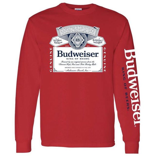 Budweiser Budweiser 809686-large Chandail à Manches Longues Imprimé - Grand