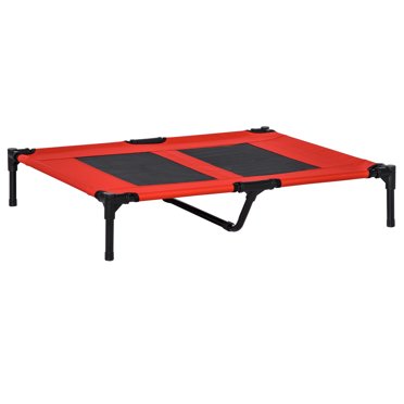 PawHut Lit Surélevé pour Chien TG, Intérieur Extérieur, Rouge