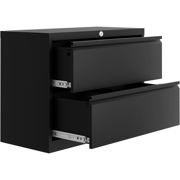 Classeur Latéral à 2 Tiroirs avec Serrure, Rangement de Documents en Métal Format Lettre/légal, Classeur Robuste pour Bureau à Domicile, Noir