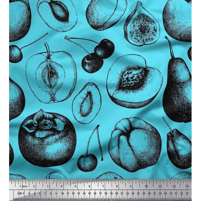 Soimoi Silk Fabric Mix Fruits Decor Fabric Printed Yard 42 Inch Wide