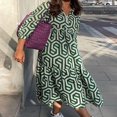 thumbnail image 2 of Geometric Print Loose A-Line Party Dress for Women with Long Sleeves, 2 of 9