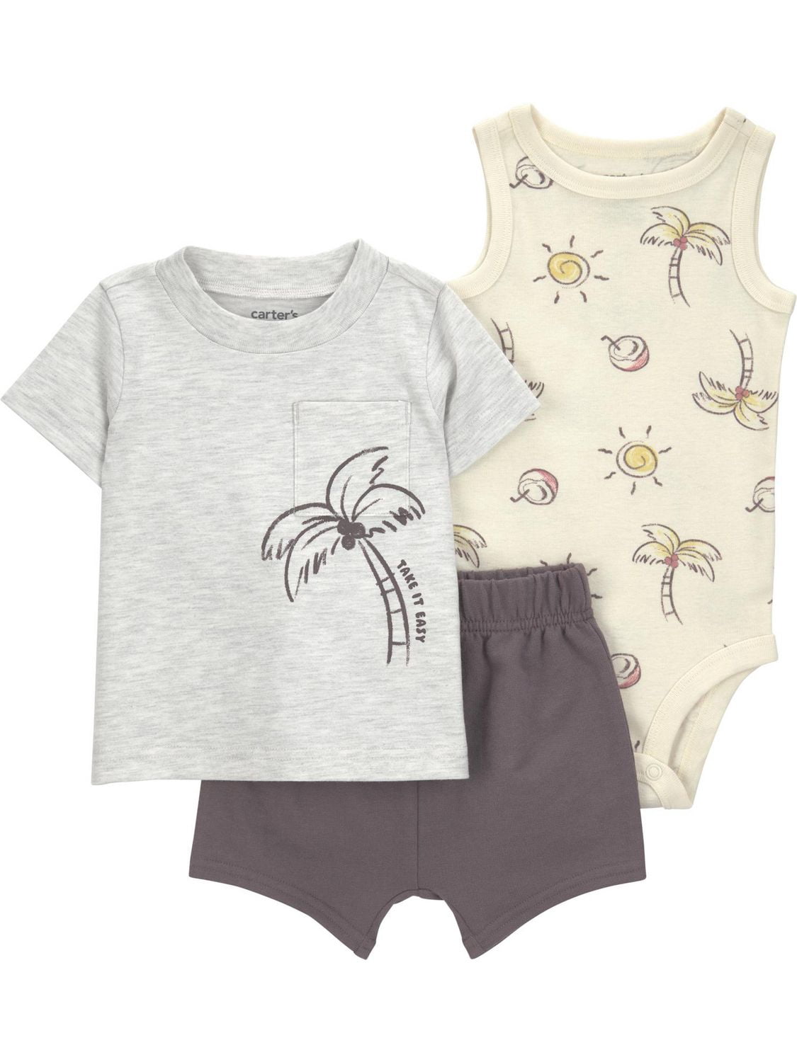 Carter's Child of Mine Gar Ensemble court de 3 pièces - Palmiers bruns