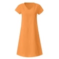thumbnail image 4 of Yuyuzo Robes en Coton et Lin pour Femmes 2025 Robe Décontractée à Manches Courtes Col en V Fluide Longueur Genou Robe d'Été Grande Taille, 4 of 5