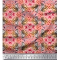 thumbnail image 1 of Soimoi Rayon Crepe Fabric Floral,Hummingbird & Squirrel Animal Printed Fabric 1 Yard 46 Inch Wide, 1 of 3
