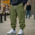 thumbnail image 3 of Yuyuzo Mens Cargo Sweatpants Causal Drawstring Workout Joggers Fleece Solid Color Athletic Pants with Pockets, 3 of 7