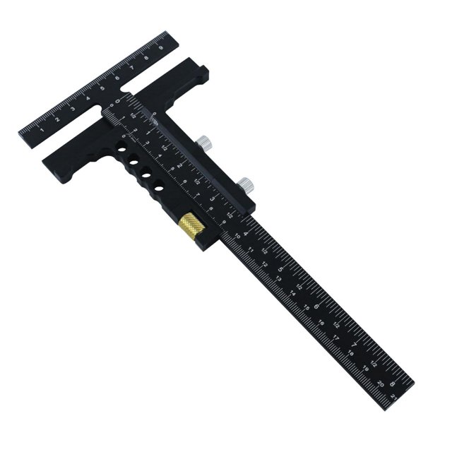 jinwen Règle Multifonctionnelle en Forme de T pour Travaux de Bois, Graveur, Bricolage, Règle pour la Maison avec Réglage Fin
