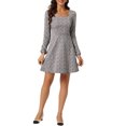 thumbnail image 1 of INSPIRE CHIC Robe à Carreaux Ligne A à Encolure Carrée à Manches Longues d'Automne pour Femme G Roses, 1 of 6
