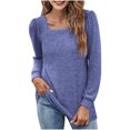 thumbnail image 1 of Plebaso Womens Square Neck Tunic Tops Pleated Long Sleeve Casual Shirts Solid Color Comfortable Blouses, 1 of 6
