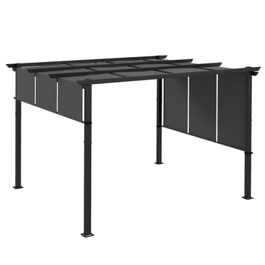 Outsunny Pergola en Métal 10 Pieds x 12 Pieds avec Auvent Rétractable pour Patio, Terrasse