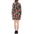 thumbnail image 3 of Allegra K Robe-Chemise à Fleurs pour Femme à Revers, Boutonnée, Ceinturée, TP Noir Rouge-Fleur, 3 of 6