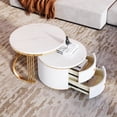 thumbnail image 4 of Homy Casa Tables Basses Rondes Modernes 27,6 Pouces Blanches avec Tiroirs, 4 of 8