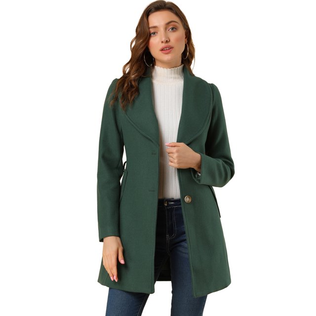 INSPIRE CHIC Manteau Trench Long pour Femme, Mignon, à Col Rabattu, à Simple Boutonnage, avec Ceinture