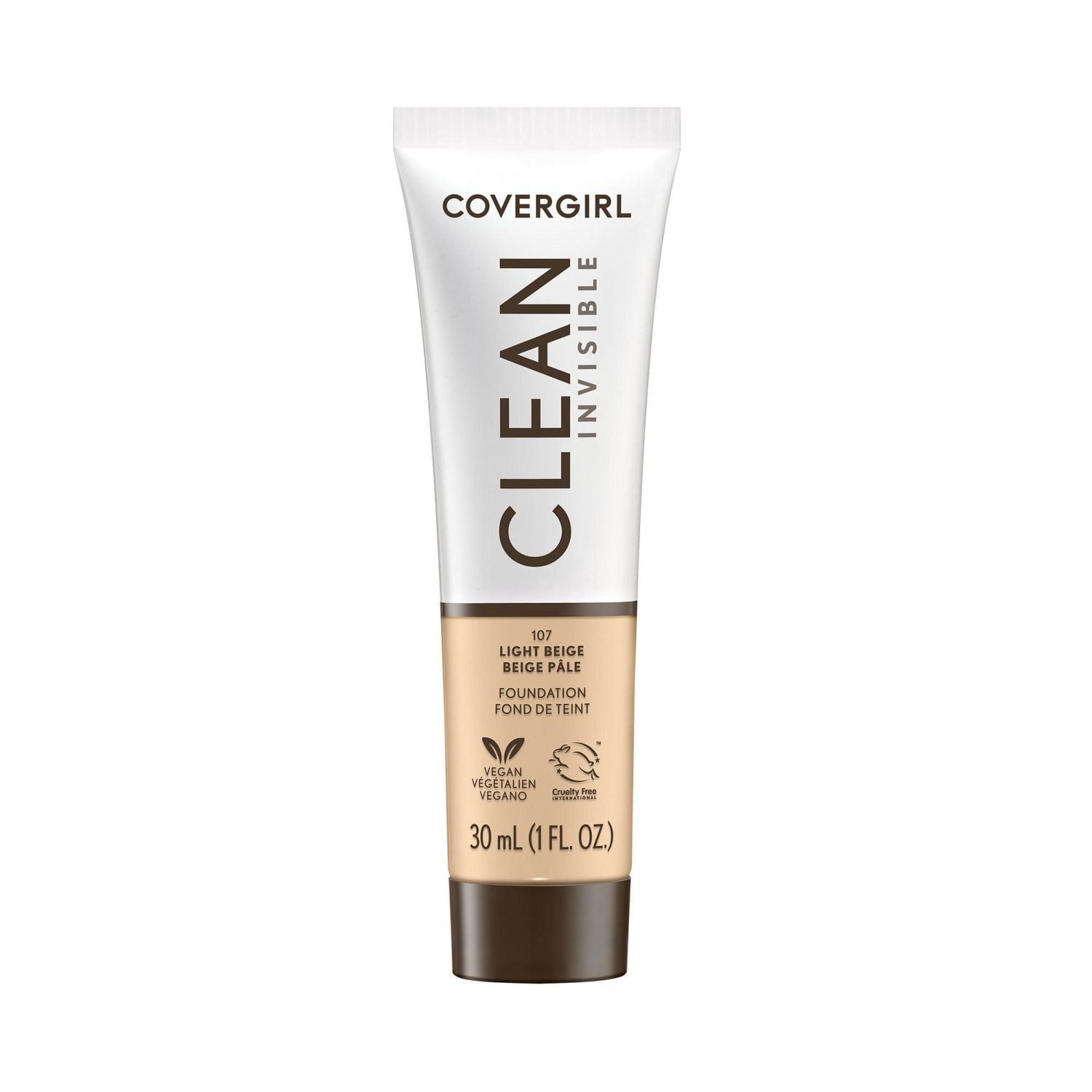 Clean Invisible, Fond de teint, Formule estompable, Couvrance modulable, Léger, Fini naturel, Non comédogène