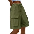 thumbnail image 1 of Timegard Cargo Shorts for Women Elastic High Waisted Drawstring Athletic Walking Shorts with Multi-pockets, 1 of 6