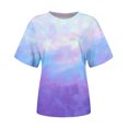 thumbnail image 4 of Pompotops T-shirt Imprimé pour Femme, Manches Courtes, Blouse à Col Rond, Hauts Décontractés, Liquidation, 4 of 5