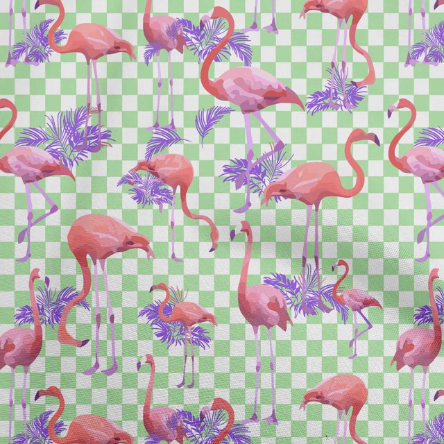 oneOone Polyester Spandex Pink Fabric Check & Toucan Craft Projects Decor Fabric Printed By The Yard 56 Inch Wide