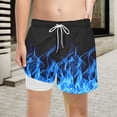 thumbnail image 2 of Maillot de Bain Garçon Uni avec Doublure de Compression Short de Bain Extensible Bleu 7T/7 A-, 2 of 4