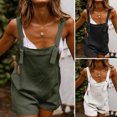 thumbnail image 4 of Fortune Women Short Overalls Solid Color Square Collar Loose Playsuits Sleeveless Rompers, 4 of 4