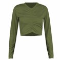 thumbnail image 2 of CEHVOM T-Shirt Court Décontracté pour Femmes, Printemps Automne, à Manches Longues, Col Rond, Imprimé Patchwork, Liquidation, 2 of 3