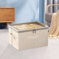 thumbnail image 4 of Weloille 1Pc Clothes Storage Box, Visible Dual Zipper Fabric Organizer, Sturdy Handle Foldable Thickened Large Capacity Dustproof Bin for Closet Wardrobe Underbed, 4 of 6