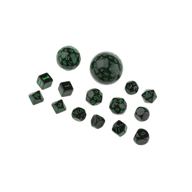 Xingzhi 15 Pcs dés en Acrylique à Chiffres Multi-Faces pour Jeu de Rôle Vert