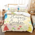 thumbnail image 4 of Deeceymbur Queen Size 3 Piece Easter Bedding Set Cartoon Bunny Egg Pattern Duvet Cover with Pillowcases, 4 of 6