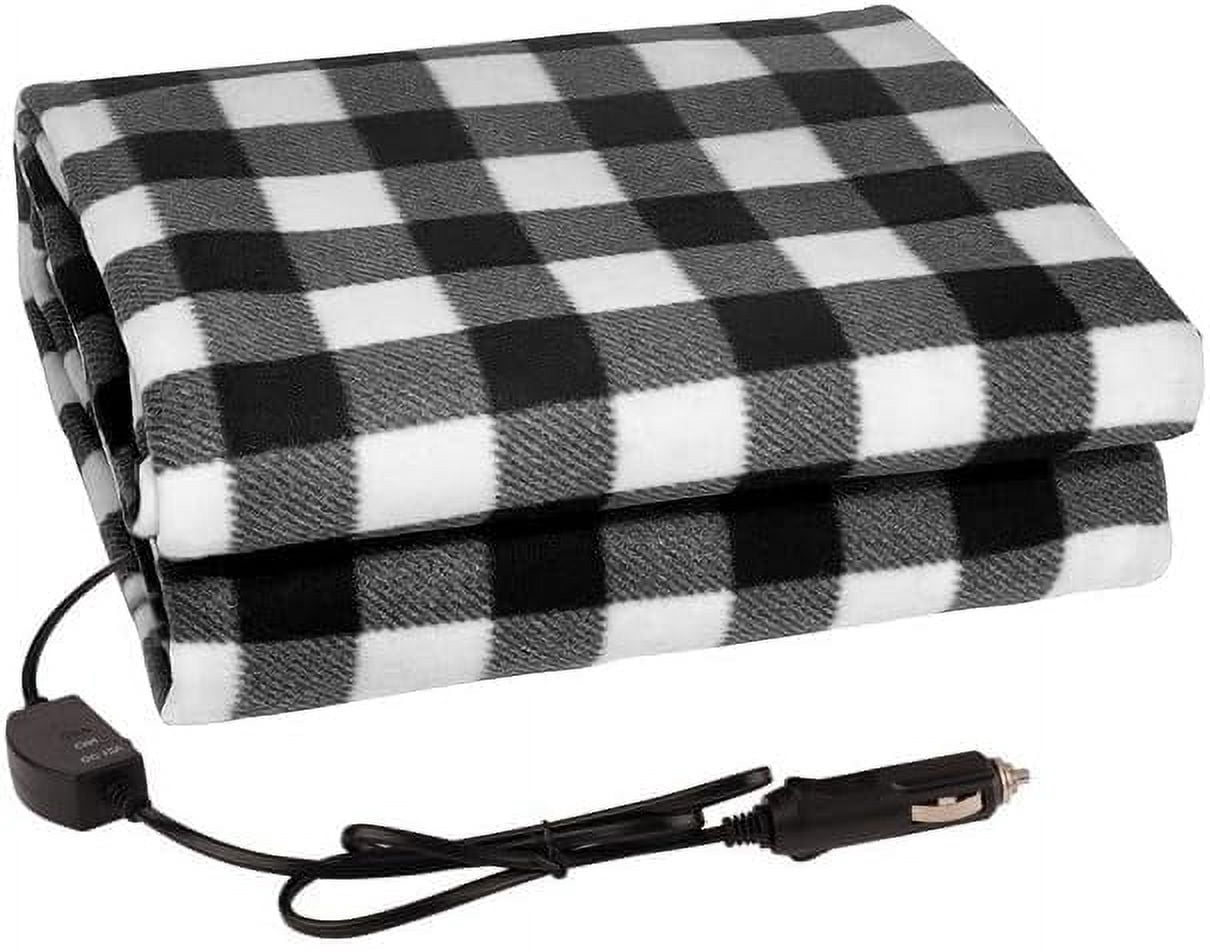 HAHDAXIA Electric Car Blanket-12 Volt Heated Car Blanket with Temperature Controller, Travel Electric Blanket Throw Fleece Blanket for for Car, Truck or RV Good for Cold Weather and Drive-ins