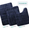 thumbnail image 2 of Clara Clark Bathroom Rugs, Velvet Memory Foam Bath Mat, Ultra Soft Non Slip and Absorbent - Tiled - Set Small, Large & Contour - Navy, 2 of 6