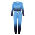 thumbnail image 5 of Yuyuzo Women's Fall 2 Piece Outfit Patchwork Color-Block Long Sleeve Tops and Cinch Bottom Pants Lounge Sets, 5 of 5
