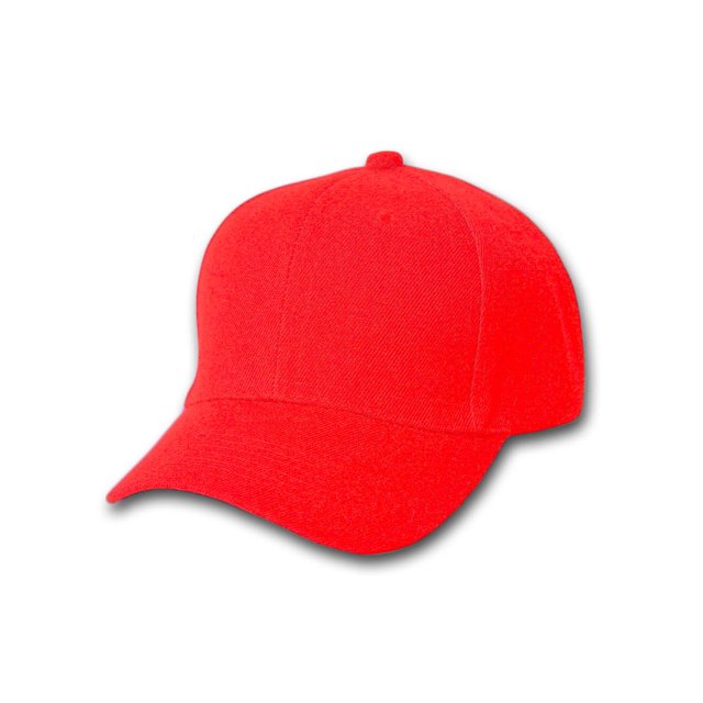 Plain Fitted Curve Bill Hat, Red 7