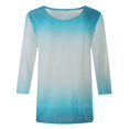 thumbnail image 4 of Meichang T-Shirt à Manches 3/4 pour Femmes, Amusant et Tendance, T-Shirts Imprimés Dégradés, Tunique Ajustée, Chandail à Col Rond, Blouse, Doux, Confortable, Extensible, Hauts de Vacances pour Jeans, 4 of 5