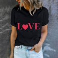 thumbnail image 4 of Diufon Hauts de la Saint-Valentin pour Femmes Décontractés Tendance T-Shirt à Manches Courtes Col Ras du Cou Mignon à Imprimé Graphique Chandail Blouse, 4 of 5