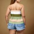 thumbnail image 3 of Posijego Women's Tube Tops Plus Size Going out Strapless Tank Top Striped Color Block Sleeveless Shirts, 3 of 6